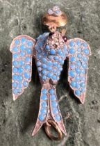 A Belle Époque unmarked dove pendant, set with an arrangement of graduated polished turquoise beads,