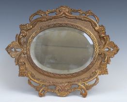 A 19th century American cast iron easel table mirror, by the National Brass & Iron Works, Reading,