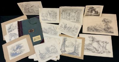 W Eaton, a portfolio of artist’s sketches and watercolours, landscapes, equine studies, floral