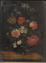 Dutch School (19th century) Still Life, Flowers in a Glass Bowl oil on panel, 16cm x 12cm