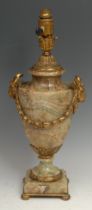A French ormolu mounted fluorspar ovoid urn shaped table lamp, cast and applied in the Neo-Classical