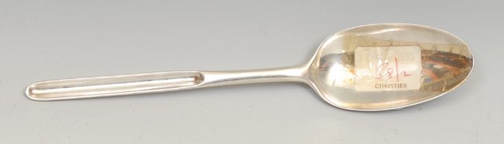 A George II silver marrow spoon, scoop terminal, 21.5cm long, Ebenezer Coker, London 1745