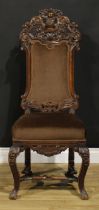 A 19th century Anglo-Dutch walnut side chair, in the manner of Daniel Marot, shaped back carved with