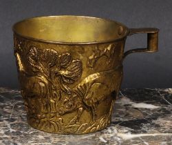 A Greek gilt copper wine cup, a facsimile of The Vaphio Cups, after the Ancient Mycenaean, 8.5cm