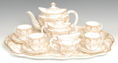 A Royal Crown Derby 3145 pattern cabaret set on tray, comprising teapot, sucrier and cover, milk