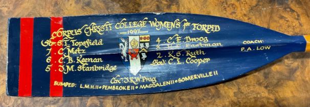 An oar from Corpus Christi college women's rowing team, 1997