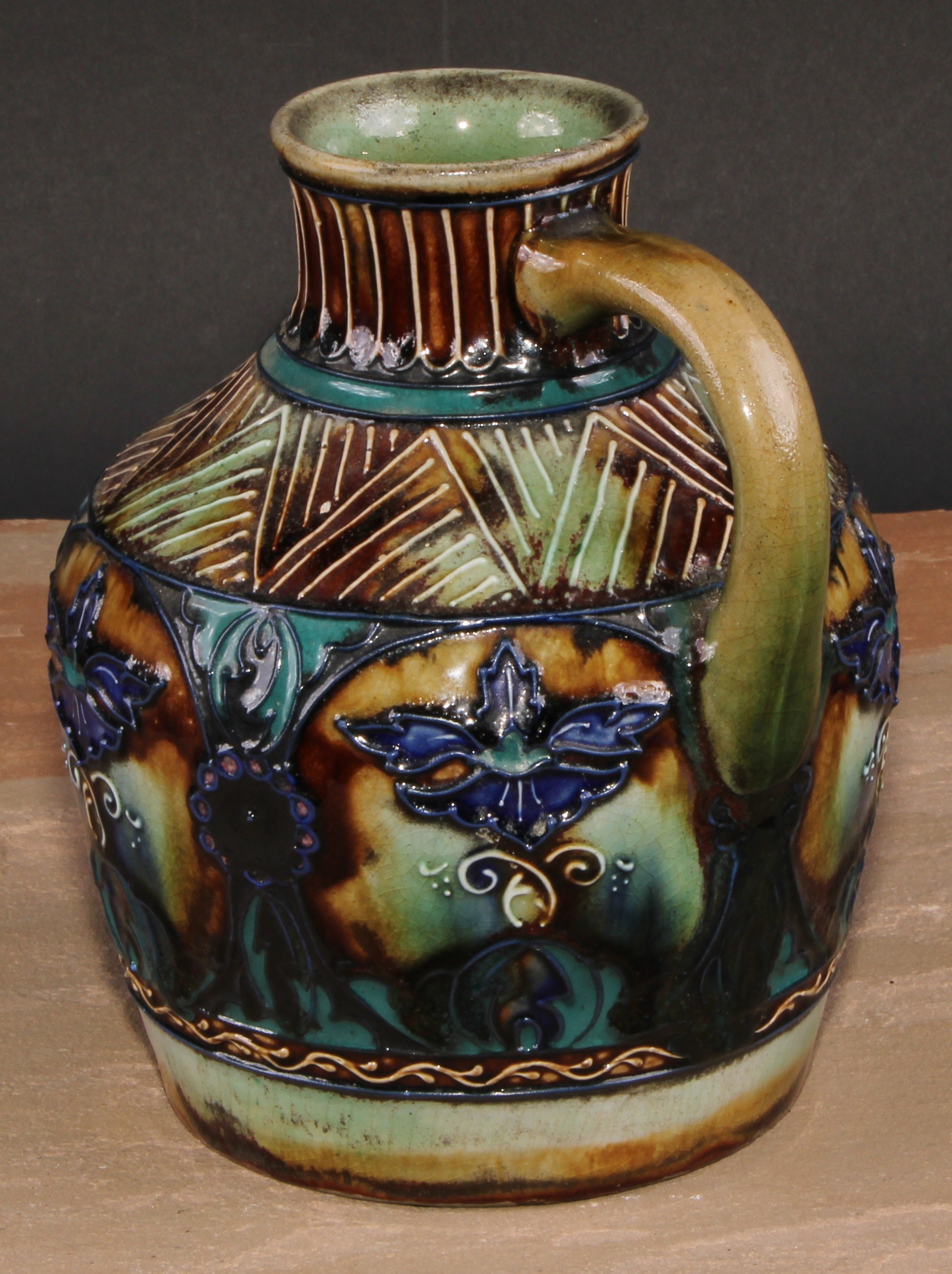 A Denby Contemporary tubelined single handled ovoid vase, decorated with stylised floral motifs - Image 3 of 4