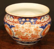 A Japanese ovoid jardiniere, painted in the Imari palette, 26cm diam, Meiji period