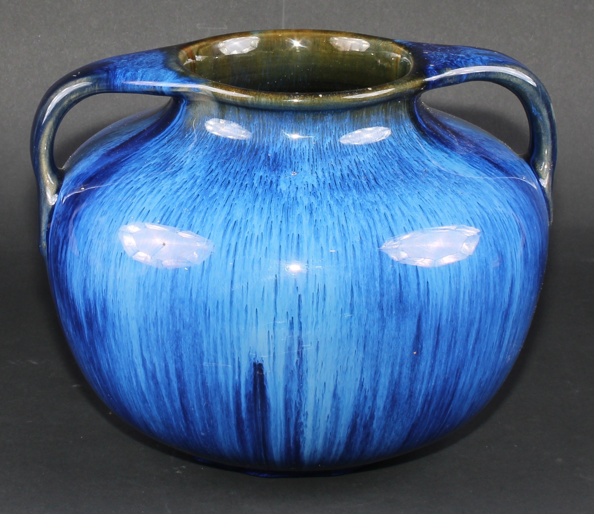 A near pair of Denby Danesby Ware Electric Blue two handled ovoid vases, printed marks, 18cm high - Image 5 of 7