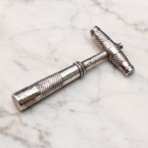 Helixophilia - an early 19th century silver coloured metal T-type travelling pocket corkscrew,
