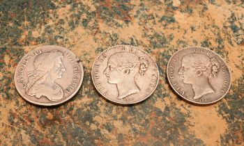 Crown Coins - Crown 1681 F and 1847 VF and another AVF (3)