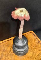 Natural History - Mycology - a painted model of fungus specimen, mounted for display, 22cm high