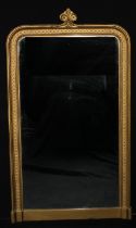 A 19th century giltwood and gesso chimney or pier glass, rectangular mirror plate, the frame applied