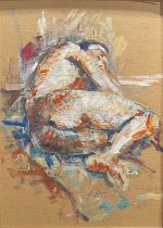 David Naylor (20th century) Abstract Figure oil on board, watercolour, 44.5cm x 31.5cm