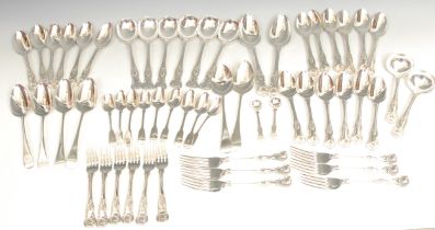 A collection of George III and later silver flatware, 87 troy oz