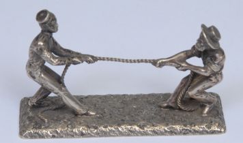 Military Interest - a Victorian E.P.N.S novelty knife rest, as servicemen from the army and the navy