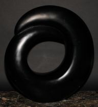 Modern British School, a cast resin sculpture, abstract composition, eternal ring motif, 48cm