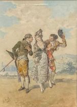 Morelli, Italian (19th century) Rival Suitors signed, dated 1880, watercolour, 24.5cm x 17.5cm