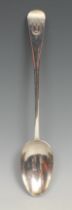 A George II silver Old English pattern basting spoon, rat tail bowl, 31cm long, London 1734