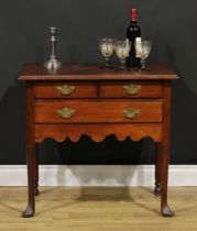 A 19th century American mahogany lowboy, rectangular top above two short and one long drawer, shaped