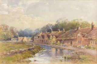 Frederick Tucker (fl. 1880-1915) Arlington Row, Bibury signed, watercolour, 38cm x 58cm