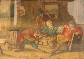 Flemish School (19th century) Revellers in a Tavern watercolour, 25.5cm x 35.5cm