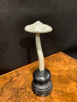Natural History - Mycology - a painted model of fungus specimen, mounted for display, 24cm high
