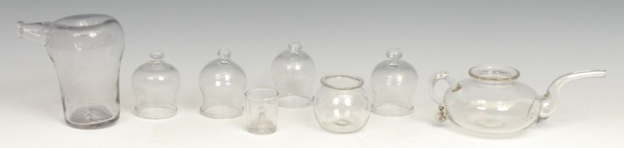 Medical Interest - a 19th century cupping glass or jar, of typical bell shape, 8cm high; others; etc