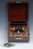 Medical Interest - an early 20th century Cohen's Patent electrotherapy device, the mahogany case