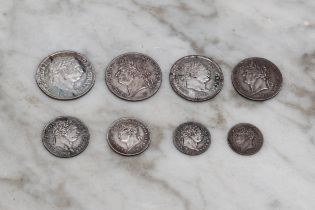 Coins - A composed set of George III (1760-1820) Maundy money, 1820 and 1818, 4D, 3D, 2D and 1D; a