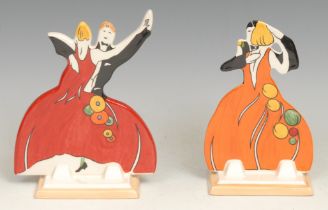 A Wedgwood reproduction Clarice Cliff Bizarre Age of Jazz pair of dancers, shape numbers 432 and