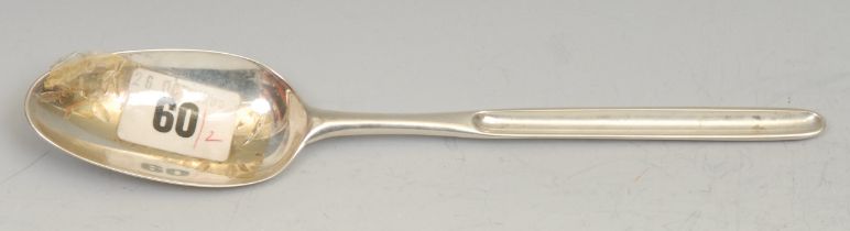 A George II silver marrow spoon, scoop terminal, 22.5cm long, James Tookey, London 1757