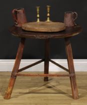 A 19th century beech and ash cricket table, 57cm high, 61.5cm diameter