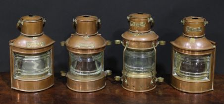 Interior Decoration - a composed suite of four of 19th century style copper and brass ship’s