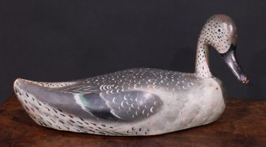 Folk Art - a painted softwood decoy duck, 38cm long, first half 20th century