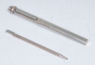 Pens - a Cartier Vendome pen, reeded silver tone case, 13.5cm long, serial no.258245; a sterling