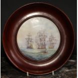 An English porcelain circular plaque, possibly Lynton, painted by Stephan Nowaki, signed, with