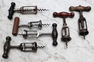 Helixophilia - an early 20th century steel perpetual mechanical corkscrew, turned handle, 17.5cm