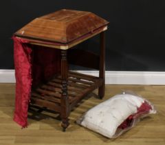 Miniature Furniture - a William IV style mahogany four-poster doll’s bed, 76cm high, 64cm long, 43cm