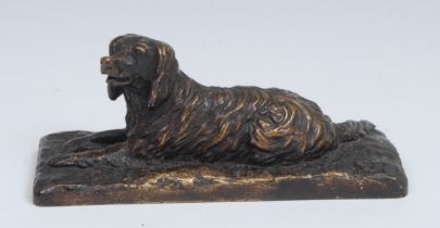 Christopher Fratin (1801 - 1864), after, a brown patinated bronze, of a retriever dog, recumbent,