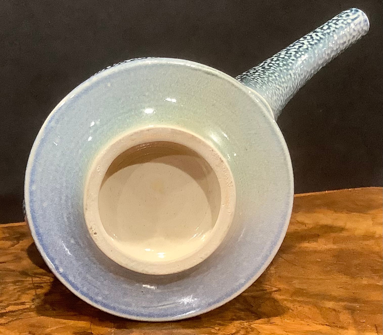 Studio Pottery - A salt glazed teapot, of dynamic form, by Jeremy Nichols, in deep blue, fading to - Image 5 of 10