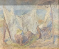 British School (20th century) Protecting the Modesty oil on hardboard, 48cm x 57cm