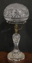 An early 20th century cut glass mushroom table lamp, 39cm high