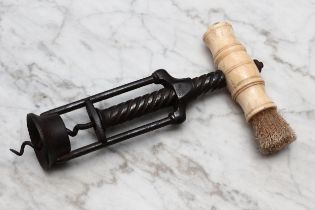 Helixophilia - a 19th century steel two-pillar mechanical corkscrew, pivoting neck ring, Thomason-