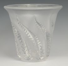 A Lalique fern pattern vase, engraved mark, 19cm