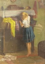 David W. Haddon (act.1884-1911) Little Inquisitive signed, oil on board, 34cm x 24.5cm