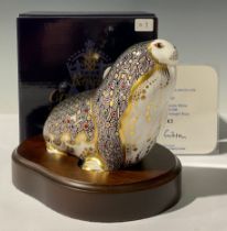 A Royal Crown Derby paperweight, Russian Walrus, Connaught House special edition, designed by Tien