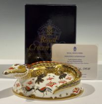 A Royal Crown Derby paperweight, Crocodile, exclusive gold signature edition for The Guild of