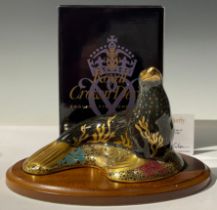 A Royal Crown Derby paperweight, Sea Lion, Connaught House special edition, limited edition 79/