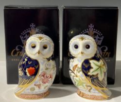 A Royal Crown Derby paperweight, Daybreak Owl, gold stopper, 13.5cm high, printed mark in red,